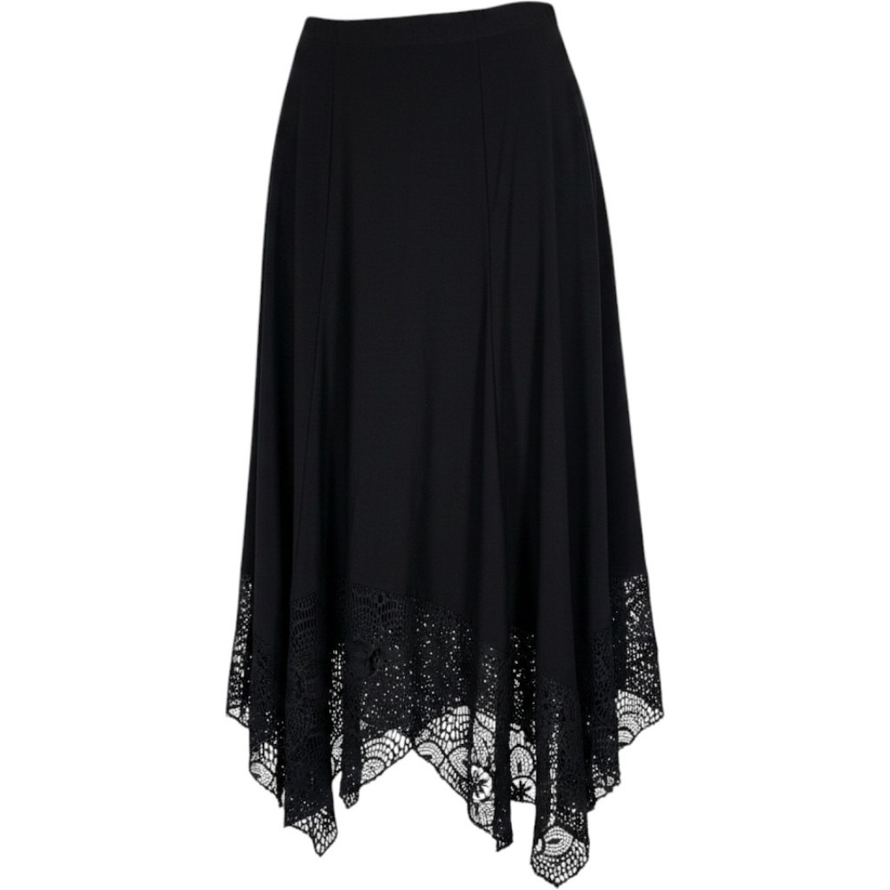 Avenue VIP Knits Black Lace Trim Handkerchief Hem Midi Skirt Plus 22/24 NEW Goth